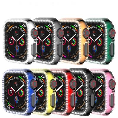 China PC Protective Case Bling Bumper Case Compatible For Apple Watch Series 6 5 4 SE Diamond Protective Face Cover For Women for sale