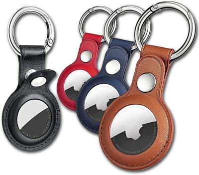 China Shockproof Leather For AirTag Key Chain Cse Cover With Keychain Accessories For Dogs, Keys Backpacks for sale