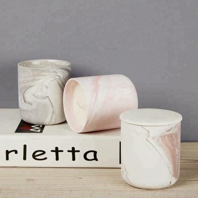 중국 Modern Candle Jar Antico Marble Ceramic Candle Jar With Lid Elegant Marble Jar 판매용