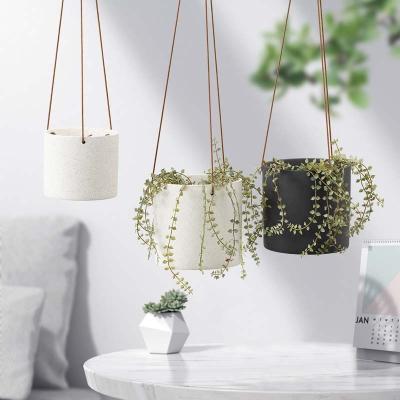 Κίνα White Ceramic Matt Large Flower Pots Indoor Hanging Planter Flower Pot For Balcony προς πώληση