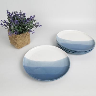 China Nordic Kitchen Indoor Decorative Blue Ceramic Dinner Plate Set Porcelain Plate Set for sale