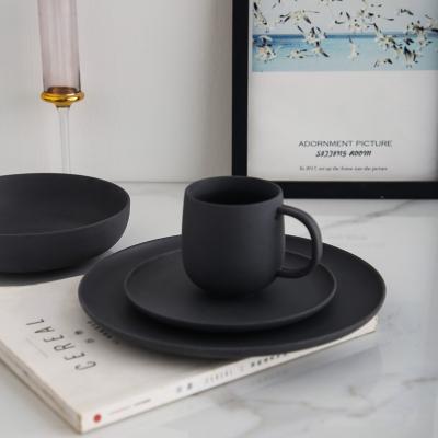 China Modern Christmas Luxury Matt Black Ceramic Mug Ceramic Dinner Set Dinnerware Sets for Restaurant for sale