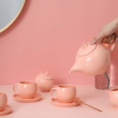 Κίνα Wholesale Unique Pink Clay Coffee Pot Porcelain Tea Pot Set Ceramic Tea Pot Set προς πώληση