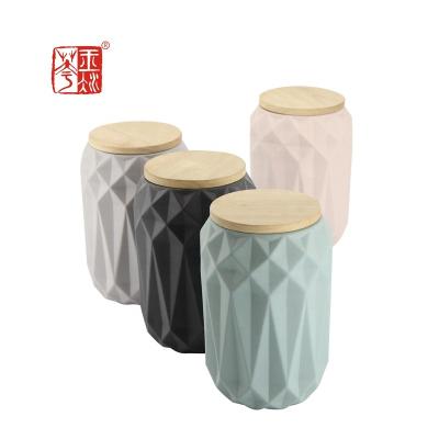 Κίνα Factory Wholesale Premium Ceramic Storage Jar With Wooden Lid Normal Safe Packing προς πώληση