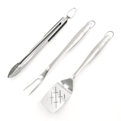 China Best Selling High Quality Easily Cleaned BBQ 3PC Soft Handle Stainless Steel TPR Handle Tool Kit for sale