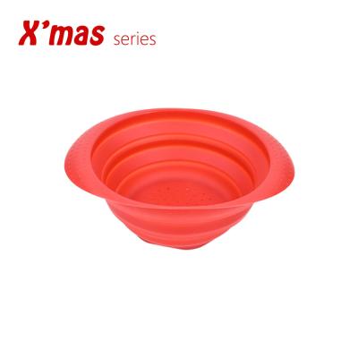 China Viable Silicone Colander Collapsible Folding Sieve For Kitchen Fruit Vegetable Foldable Colander Kitchen Space Saving Sieve for sale