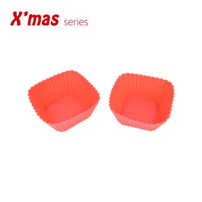 China Sustainable Silicone Cupcake Mold Square Shape Roll Mold Non Stick Baking Cup Small Liner Cake Mold For Baking for sale