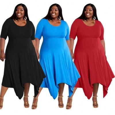 China Solid color 5XL anti-static plus size dress plus size women's clothing plus size women's dresses for sale