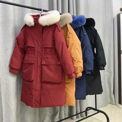 China Factory direct women's breathable duck down hood women's warm coats long down jacket thin winter jackets for sale