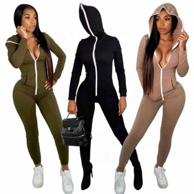 China QUICK DRY sports pocket solid color full face side zipper up hooded women's overalls for sale