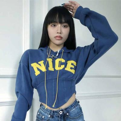 China Fashion thick QUICK DRY soft 3d cotton waist design embossed big letter ladies hoodies for sale