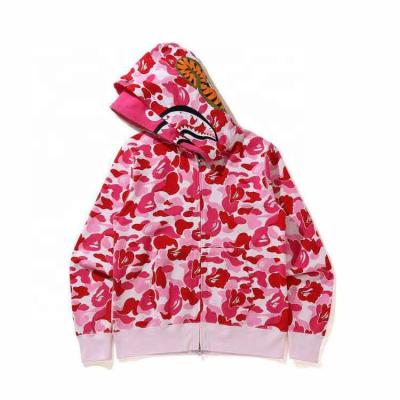 China Wholesales anti shrink shape casual 3d printed full face zipper bape camouflage hoodie men for sale