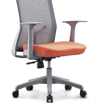 China Simple and comfortable ergonomic orange-gray double color fabric office chair staff chair for sale