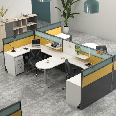 China Modern 4 Person Office Furniture Staff Executive Workstation Table With Metle Leg for sale