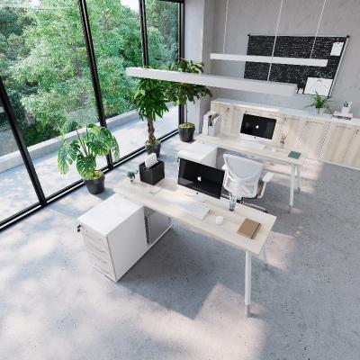 China Streamlined Design Single Office Desk With Storage Cabinet for Commercial Furniture for sale