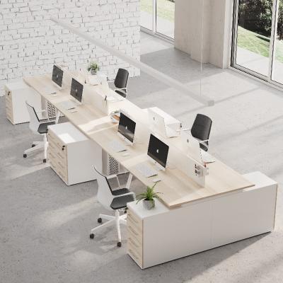 China Eight-Person Staff Table with Separating Screen and Filing Cabinets in MFC Wood Style Side Table Option for sale