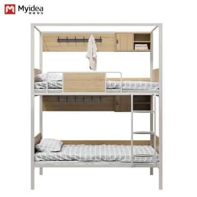 China Student Dormitory Double-Decker Iron Frame Bunk Bed with Curtain Rack and 250 lbs Weight Capacity for sale