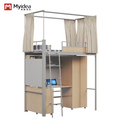 China The modern student apartment bed with bed curtain and super privacy under the bed table for sale