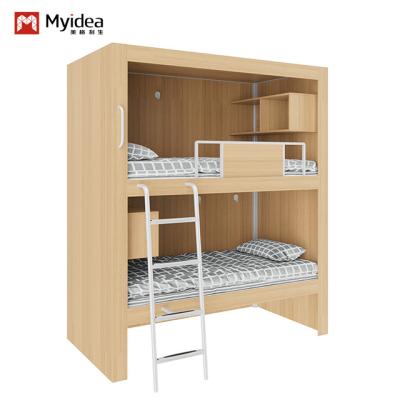 China 4000 X 900 X 2400mm Wooden Color Fashion Bunk Bed For Youth Hostel for sale