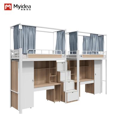 China Apartment Bed With Non-Slip Silent Storage Ladder And Storage Cabinets And Bed Curtains for sale