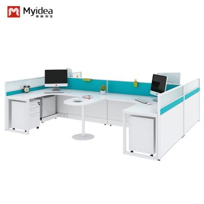 China Modern 4 Person Office Furniture Staff Executive Workstation Table With Metle Leg for sale