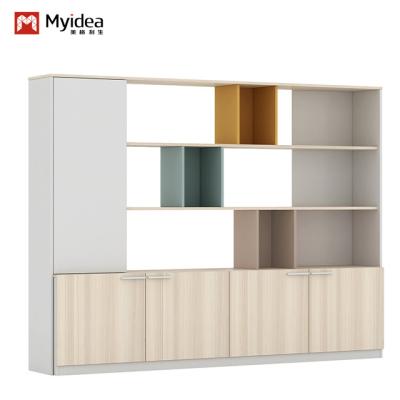 China Nordic Oak Color File Cabinet Upper Display Cabinet made in Foshan factory Myidea Lower Layer With Lock Cabinet Customized for sale