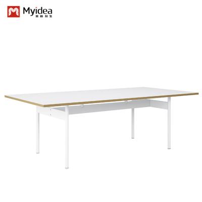 China Customizable Snow White Conference Table with High Durability and White Steel Feet for sale