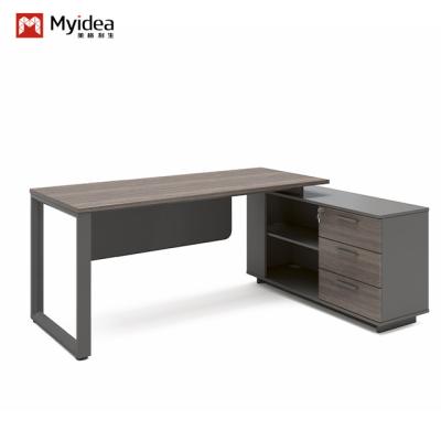China Series Office Desk Square Steel Legs Large Boss Supervisor Manager's Desk Includes Additional Cabinet Panel Furniture for sale