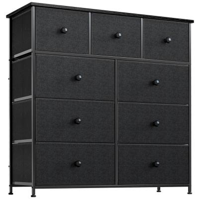 China 9 Drawer Modular Dresser For Bedroom Chest Of Drawers Large Capacity Organizer Tower Steel Frame Wood Top for sale