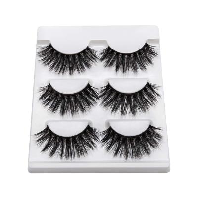 China Long Natural DYSILK 3 Pairs Long Fake Mink Eyelashes Fluffy Dramatic False 6D False Eyelashes Natural Eyelash Extension Look Makeup Lashes for sale