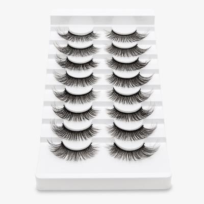 China SEXYSHEEP Dramatic Crisscross False Natural Tapered Mink Lashes Fake Lashes Fluffy 3D False Eyelashes Set 5/8 Pair Long for sale