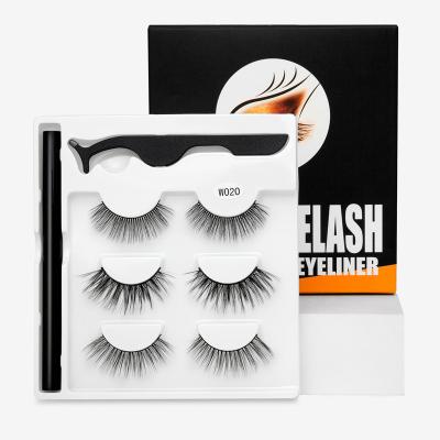 China Long natural magnetic eyelashes and eyeliner kit for sale