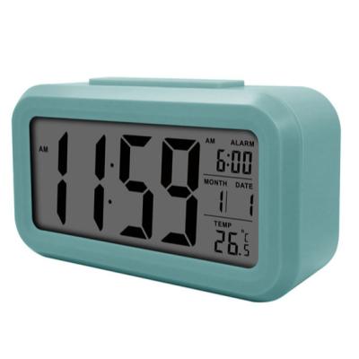 China Battery Operated Calendars LCD Digital Display Smart Back Light Alarm Clock With Temperature for sale