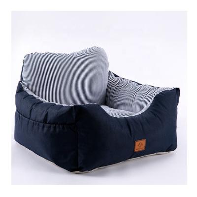 China Travel Front Seat Blue And Stripe Car Seat Cover For Dog for sale