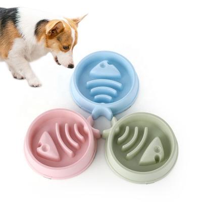 China New Design Dogs Interactve Fish Bone Bowl Plastic Pet Feeder Bowl for sale