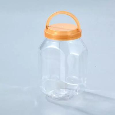 China 1000ml 2000ml Food Plastic Bottle Containers Packaging 2kgs PET Wide Mouth Jar With Lid for sale