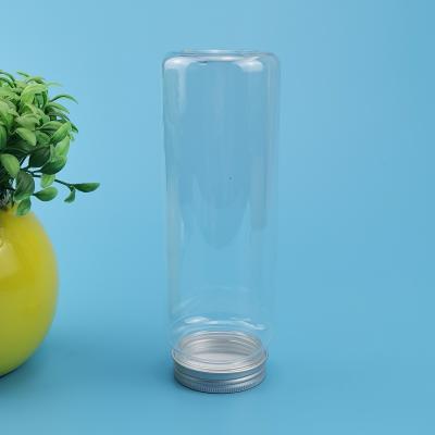 China PET Transparent Disposable Beverage Jar With Aluminum Cover for sale