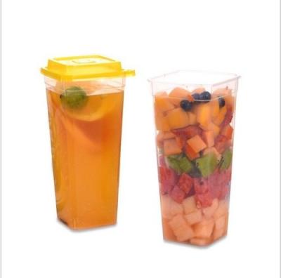 China Square 24Oz 500ml Boba Bubble Plastic PP Cups Single Wall for sale