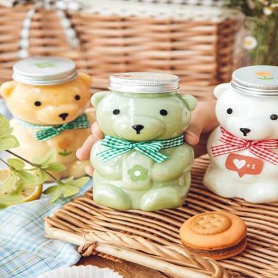 China Food Grade 500ml Plastic Beverage Jar Bear Shape For Juice Milk for sale