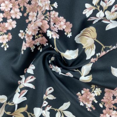 China Hot selling viable high quality custom 100 polyester satin stretch printed fabric for dress for sale