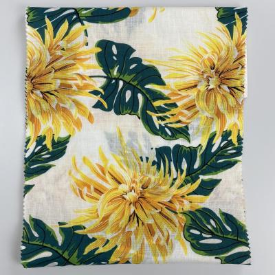 China China Supplier 100% Organic Linen Flower Soft Printed Linen Fabric For Garment Shirt for sale