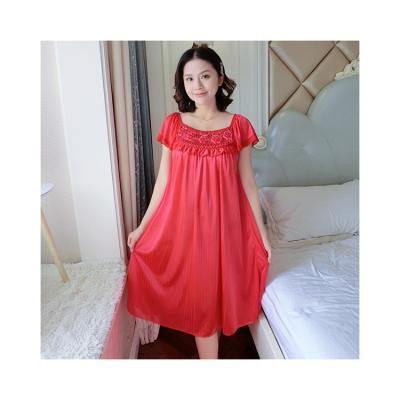 China Hot Selling Unique Design QUICK DRY Women Ice Silk Pajamas Knee Length Nightgown for sale