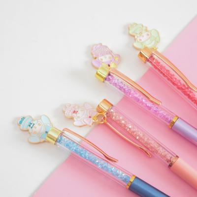 China office & School Pen O&Q Yiwu Factory Direct Sales Specially Designed Sand Colored Crystal Ballpoint Pens With Metal Cartoon Pendants for sale