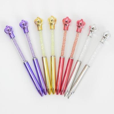 China Wholesale Cheap Crystal Ballpoint Pens Nice Writing Feeling Manufacture With Glitter Crown And Top Sale 0.7mm ECO Plastic Ballpoint Pens for sale