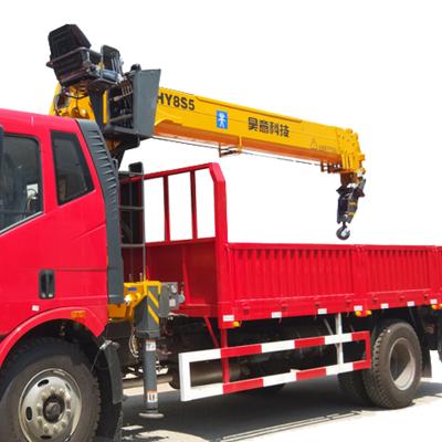 China TRUCK CRANE 8 Ton Telescopic Boom Truck Mounted Crane Brick Clamp Hydraulic Lifting Cranes for sale