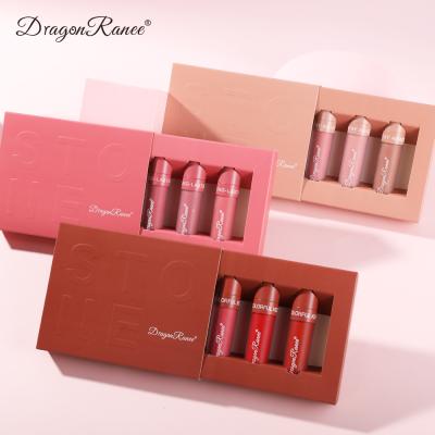 China 3pcs Waterproof Matte Lip Gloss Gift Box Set High Quality Lip Gloss Kit Wholesale Lip Gloss for sale