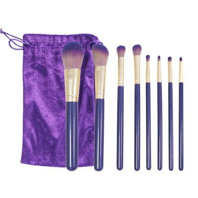 China Angular Blush ODM 8pcs Purple Handle Fiber Hair Makeup Brush Wooden Luxury Professional Makeup Brush Private Label for sale