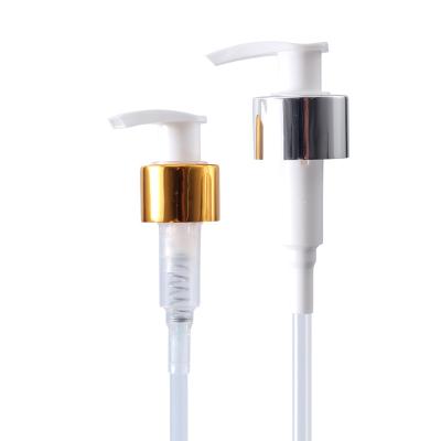 China Custom Color 28/410 Aluminium Glinstergoud Glinstergoud Lotion Pump voor cosmetische verpakkingen Te koop