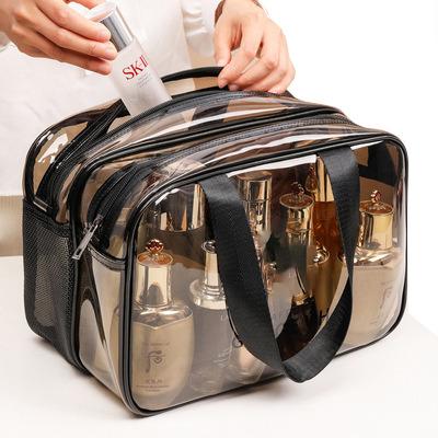 China Fashion New Trendy Luxury Transparent Clear Pvc Bag Purse Waterproof Toiletry Cosmetic Bags Girls Beauty Brushes Makeup Kit Bag Pouch for sale