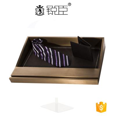 China Retail Stores Stainless Steel Color Leather Belt Showcase And Display Bronze Tray for sale